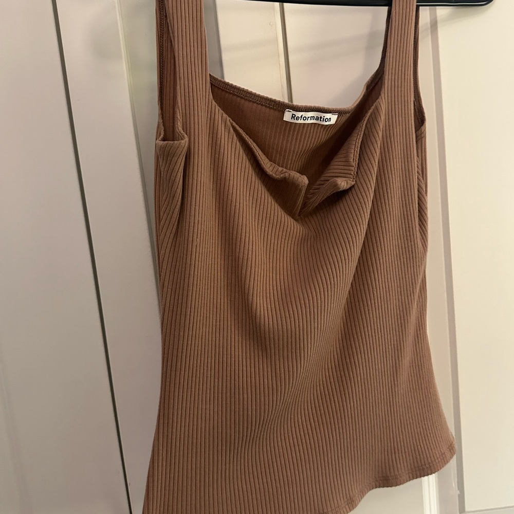 Reformation Tan Ribbed Knit Top - Picture 2 of 3